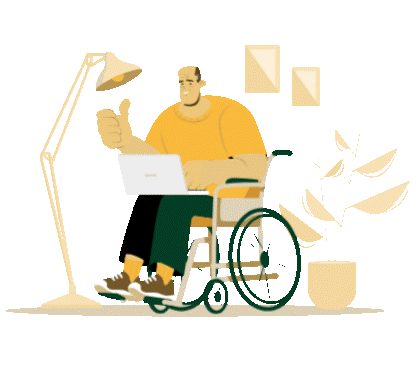 Disabled man work at home image