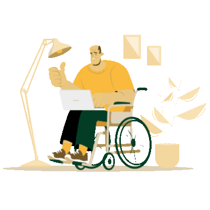 Disabled man work at home