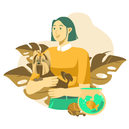 Girl holding pet dog